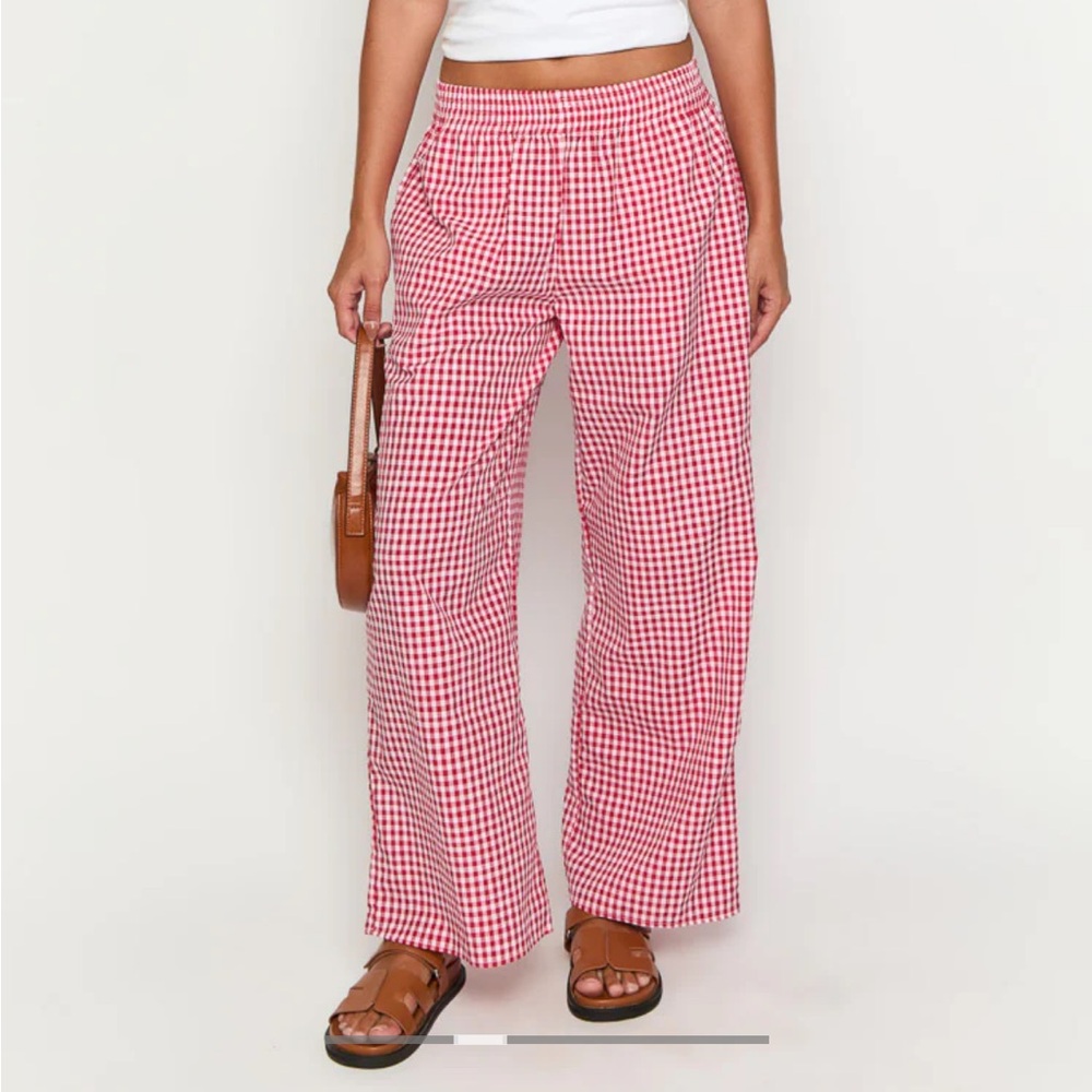 Beginning boutique mahaila red gingham pants